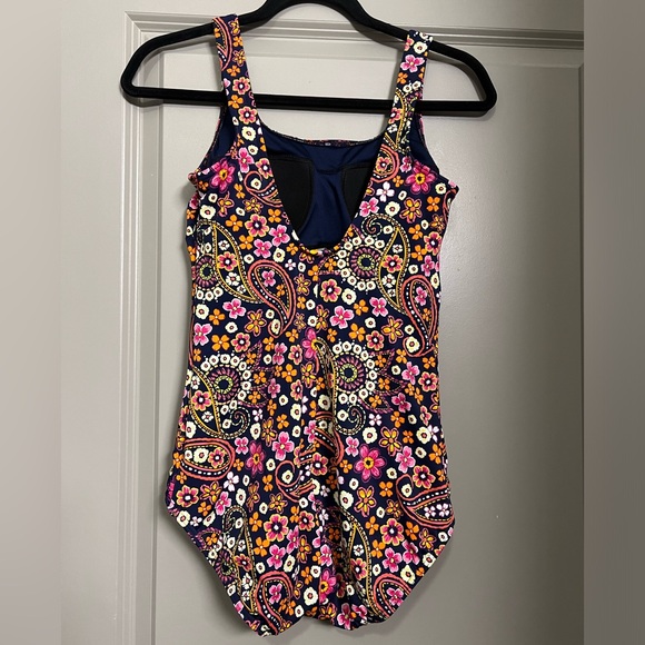 Lands End Floral Navy Tugless One-Piece Swimsuit - Picture 3 of 7